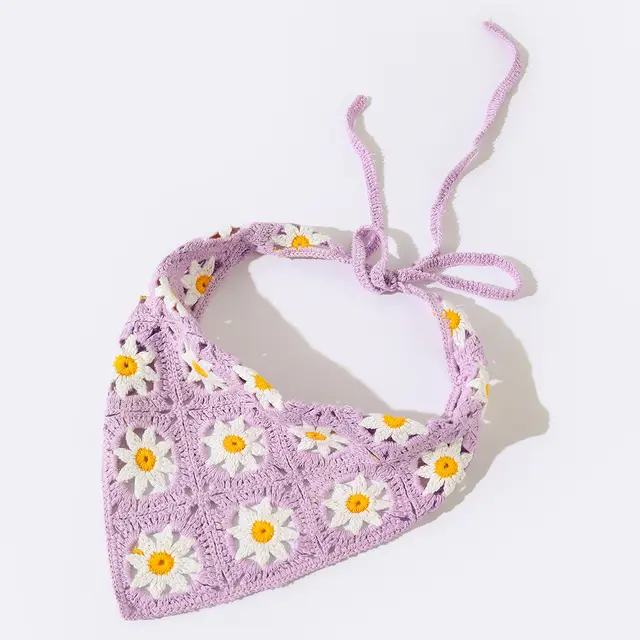 Fashion Woven Small Triangle Scarf Hair Purple - Shop at LoveMi
