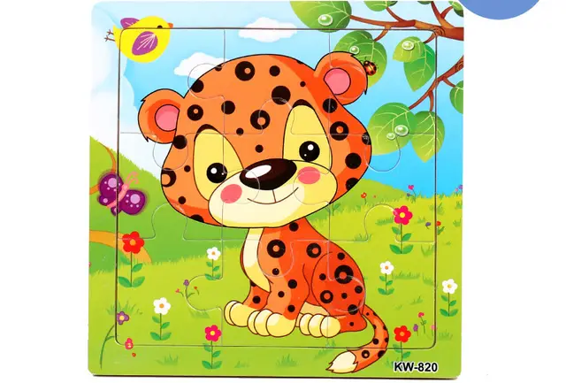 Wooden Puzzle Animals Jigsaw Puzzle Early Childhood Parent child Toys Leopard - Shop at LoveMi