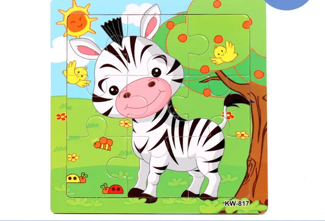 Wooden Puzzle Animals Jigsaw Puzzle Early Childhood Parent child Toys Zebra - Shop at LoveMi