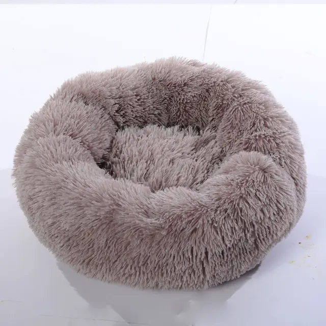 Small Dogs Round Plush Cat Litter Kennel Pet Nest Mat Puppy Beds Grey - Shop at LoveMi