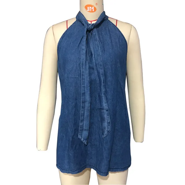 Sexy Halter Neck Strap Sleeveless T shirt Top Blue - Shop at LoveMi