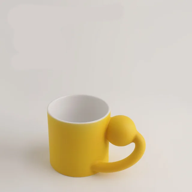 Coffee Cup Couple Mug Frosted Ceramic Mug Gift Box Set Yellow Single Cup - Shop at LoveMi