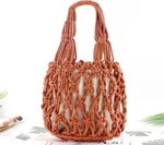 Hand-Held Cotton Thread Net Pocket Casual Women Bag - Orange