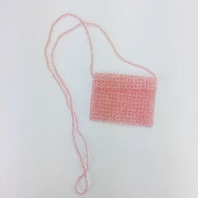 Multicolor Crystal Beaded Mini Crossbody Handbag Pink - Shop at LoveMi