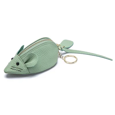 First Layer Cowhide Coin Purse, Leather Key Case, Mini Key Case Green - Shop at LoveMi