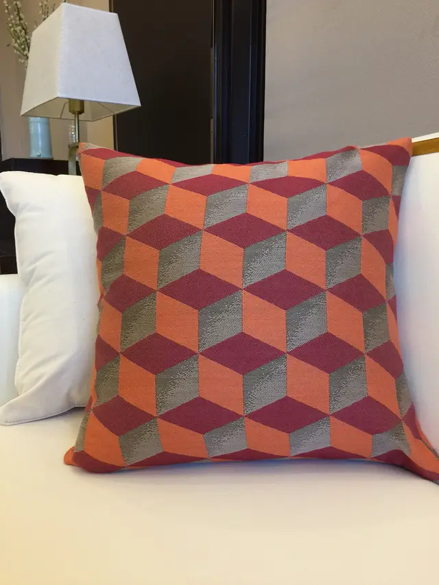 Orange Three Dimensional Square Geometry Pillow Orangered Square - Shop at LoveMi