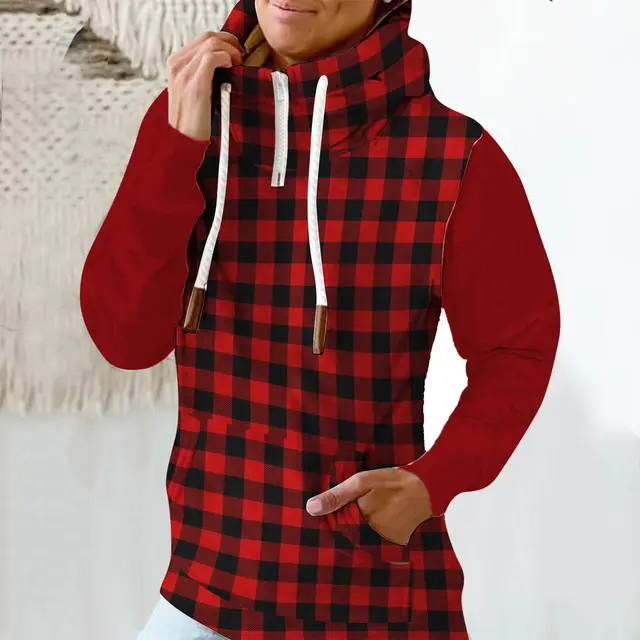 Women's High Collar Sweater Loose Pocket Casual Sweater Red - Shop at LoveMi