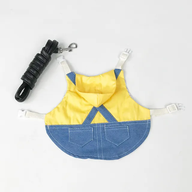 Pet Rabbit Clothes Denim Jacket Coat Small Animal Harness Leash Vest Bag Yellow - Shop at LoveMi