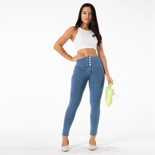Jeans Women'S Beautiful Buttocks Fitness Yoga Pants Slim Hips Dance Pants Women Light Blue - Shop at LoveMi