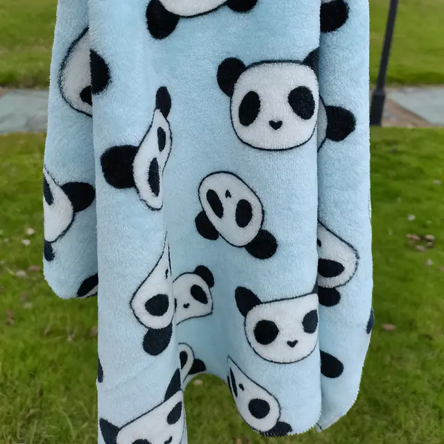Thick Warm Coral Fleece Cat Kennel Blanket Blue Panda - Shop at LoveMi