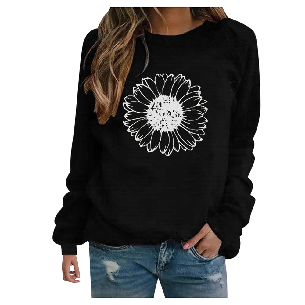 Women's Sweatshirt Round Neck Casual Loose Pullover Top Printed Long Sleeve T shirt 17Style - Shop at LoveMi