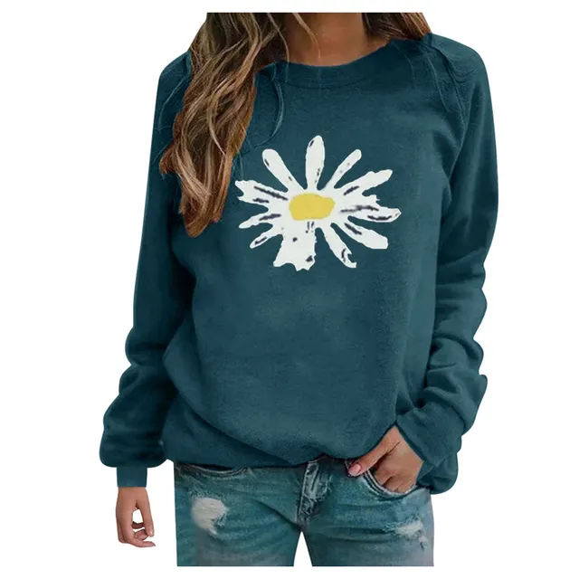 Women's Sweatshirt Round Neck Casual Loose Pullover Top Printed Long Sleeve T shirt 24Style - Shop at LoveMi