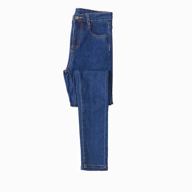 Women's Stretch Jeans With High Waist And Pencil Pants Dark Blue Trousers - Shop at LoveMi
