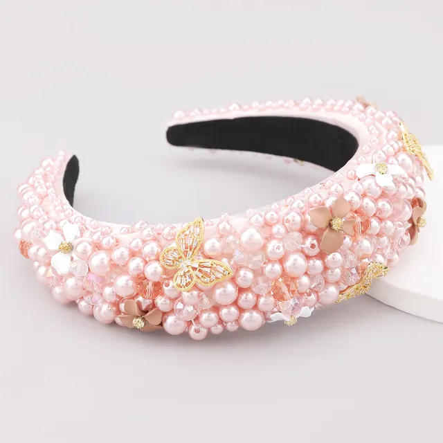 Fashionable Personality Hair Accessories Fabric Diamond Headband Pink - Shop at LoveMi