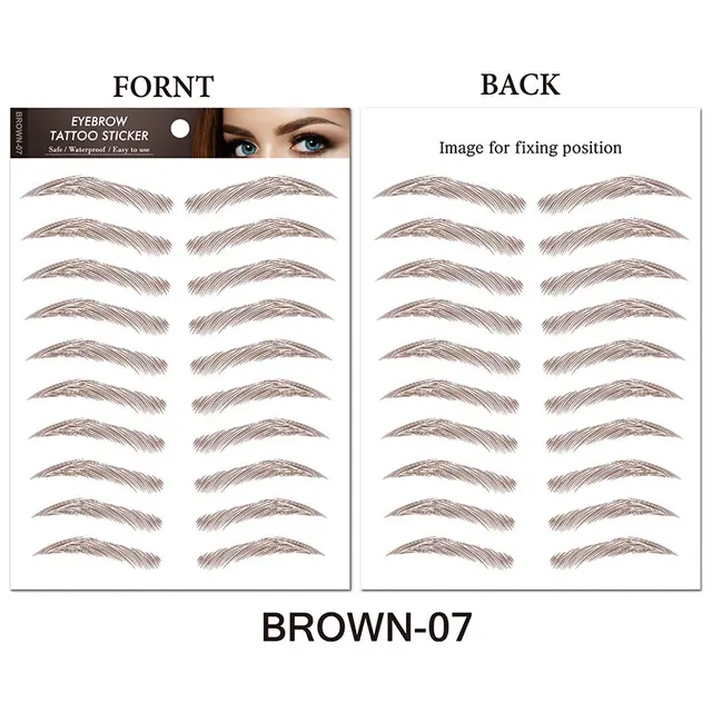 Water based Hair liked Authentic Eyebrow Tattoo Sticker Waterproof Cosmetics Long Lasting Makeup False Eyebrows Stickers Brown07 - Shop at LoveMi