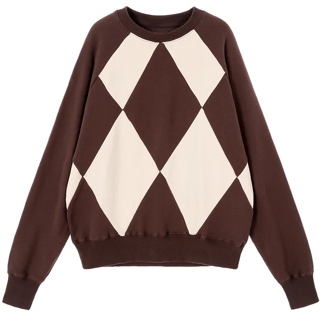 Trendy Ins Fried Street Sweater Thin Niche Round Neck Brown - Shop at LoveMi