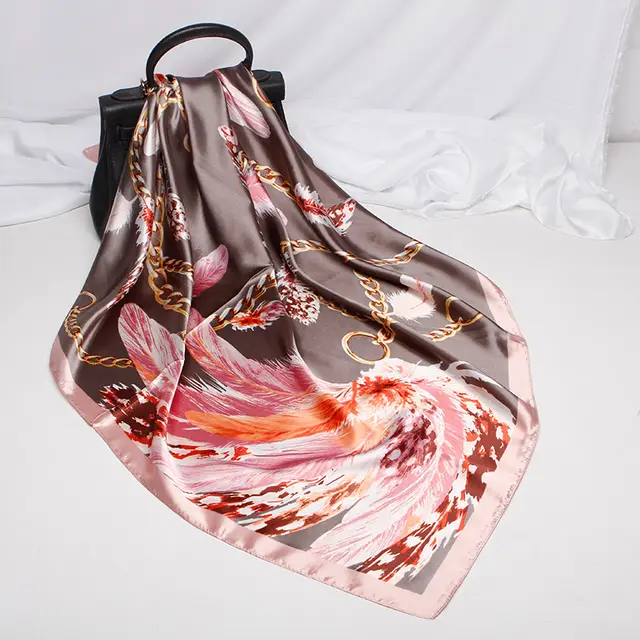 Imitation Silk Handbags Satin Silk Scarf Grey Coffee - Shop at LoveMi
