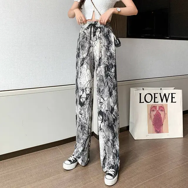 Wide Leg Pants Women Net Red Thin Ink Painting Ink Painting - Shop at LoveMi