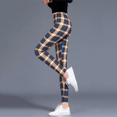 Plaid Leggings Women Sexy Pants Push Up Leggings Fashion F 2 Style - Shop at LoveMi