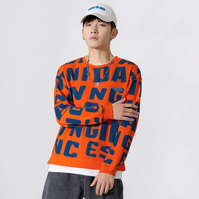 Japanese Men's Autumn And Winter New Round Neck Letter Printing Red - Shop at LoveMi