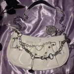 Retro Gothic Patent Leather Dumplings Folded All-match Crossbody Bag - White