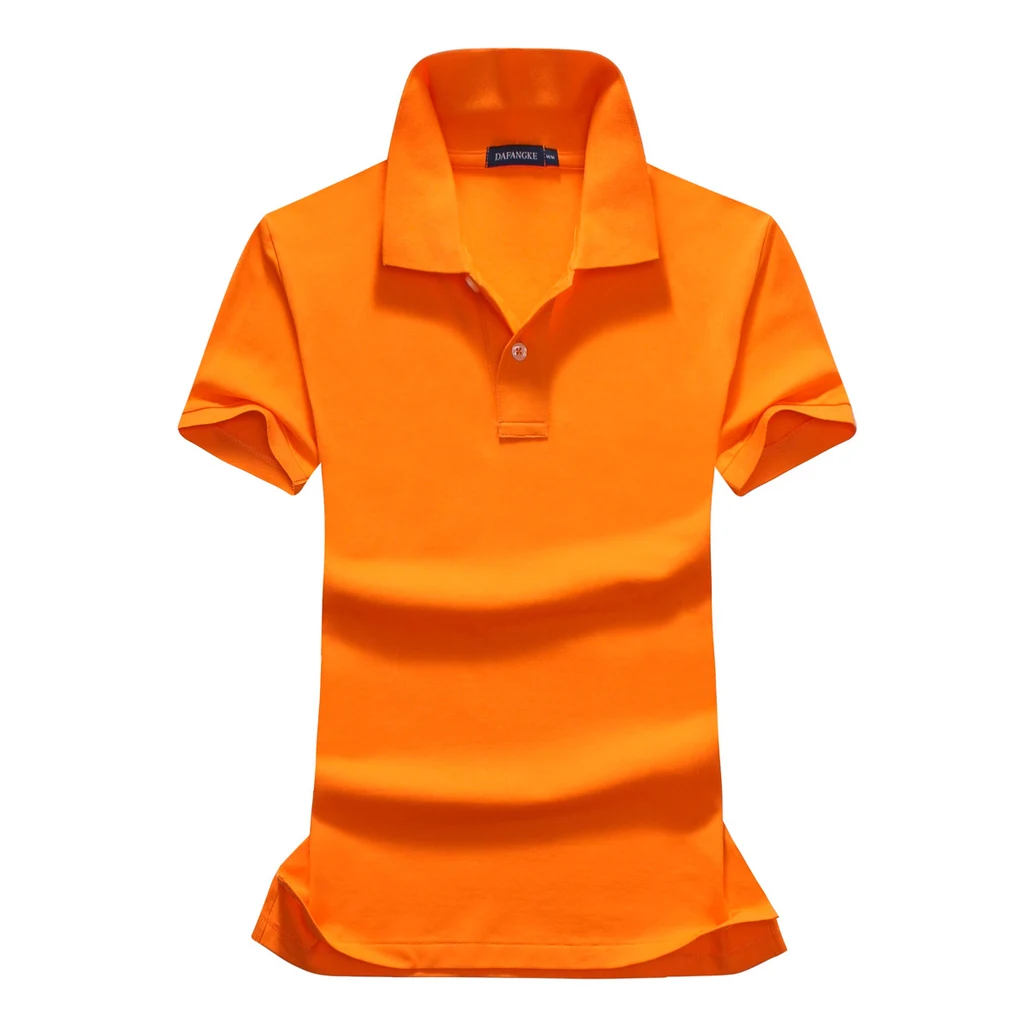 Ladies Micro-elastic Cotton Short Sleeve Top Lapel T-Shirt Office Embroidered Knit Shirt - Orange
