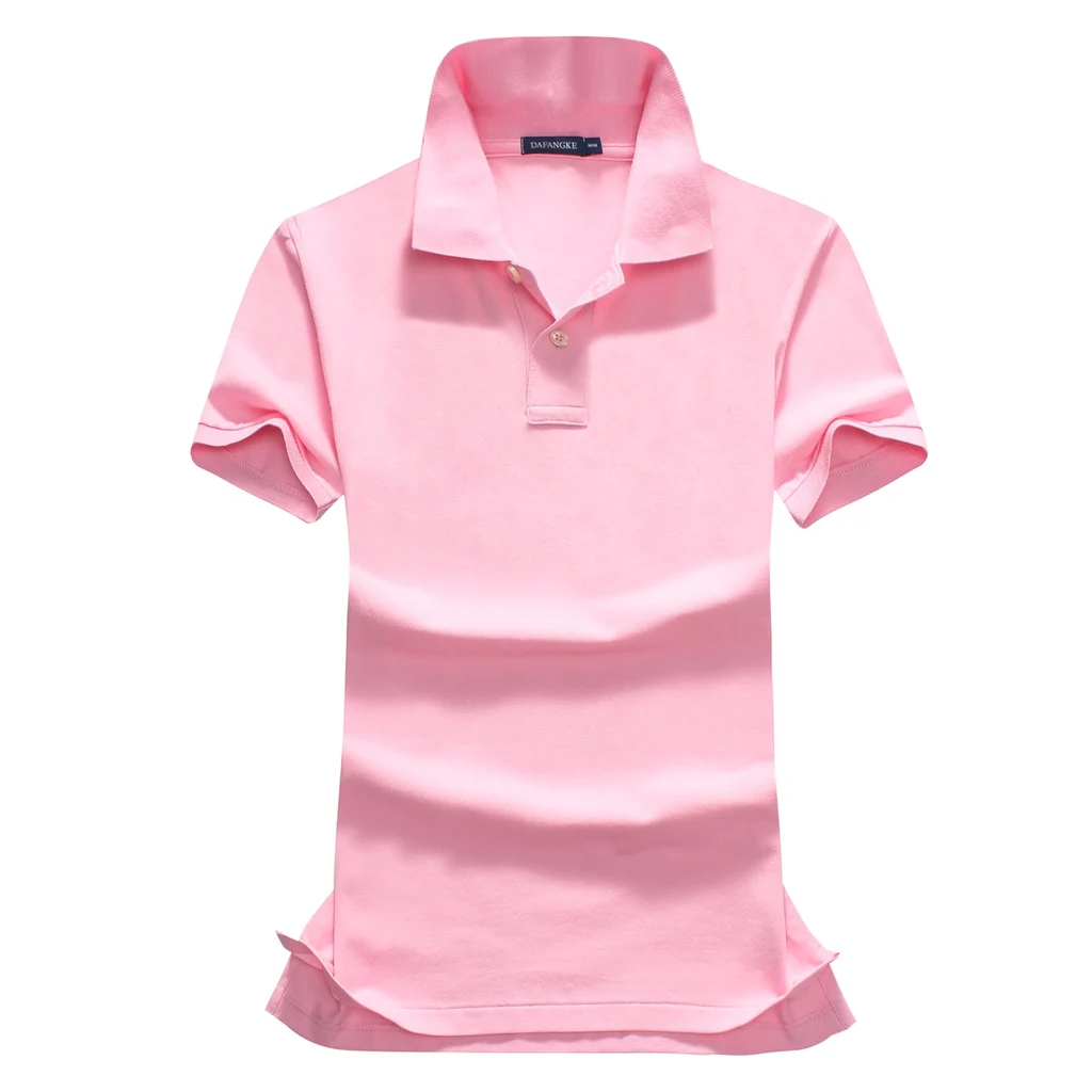 Ladies Micro-elastic Cotton Short Sleeve Top Lapel T-Shirt Office Embroidered Knit Shirt - Pink