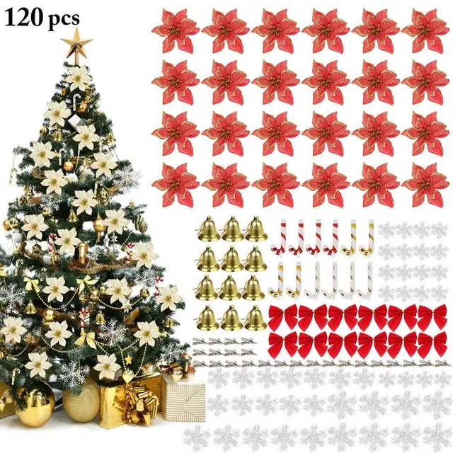 Christmas Flower Set Decoration Pendant Red - Shop at LoveMi