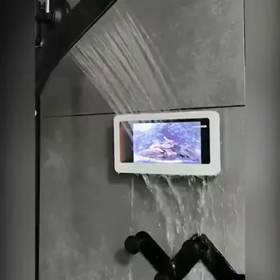 Touch Screen Anti fog Mobile Phone Shell Wall Hanging Free Punching White - Shop at LoveMi