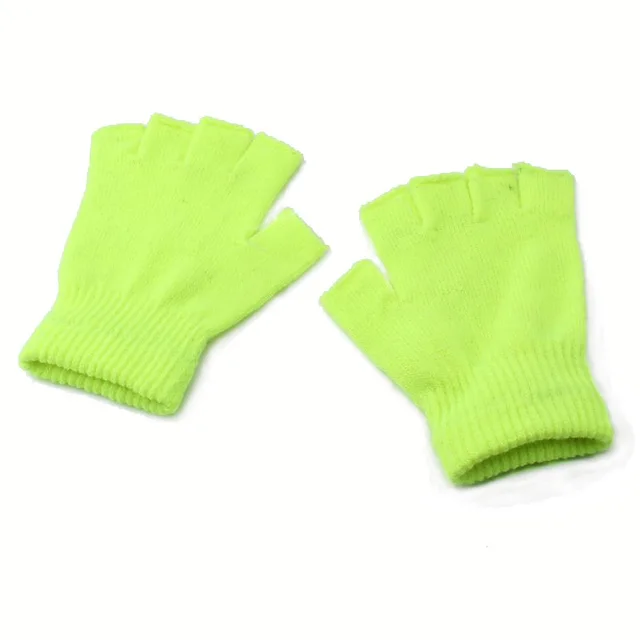 Autumn And Winter Knitted Korean Half finger Cold Gloves Yellow - Shop at LoveMi