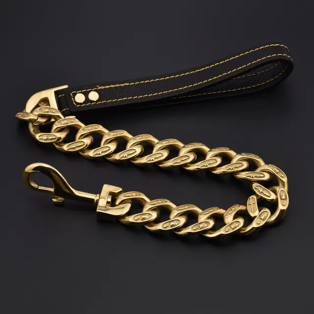 Bully Dog Titanium Steel Stainless Steel Pet Dog Chain Casting Thick Dog Leash Gold - Shop at LoveMi