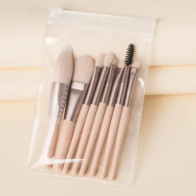 Portable Set Of 8 Mini Beauty Makeup Brushes Apricot - Shop at LoveMi