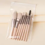 Portable Set Of 8 Mini Beauty Makeup Brushes - Apricot