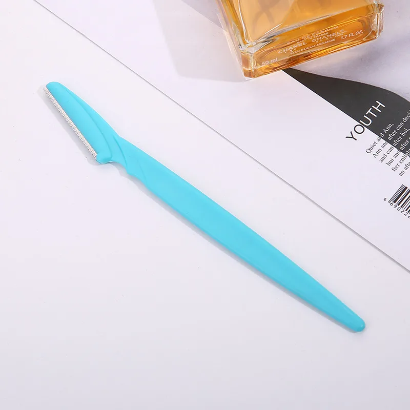 Stainless Steel Round Mixed Color Eyebrow Trimming Knife - Blue - View 1