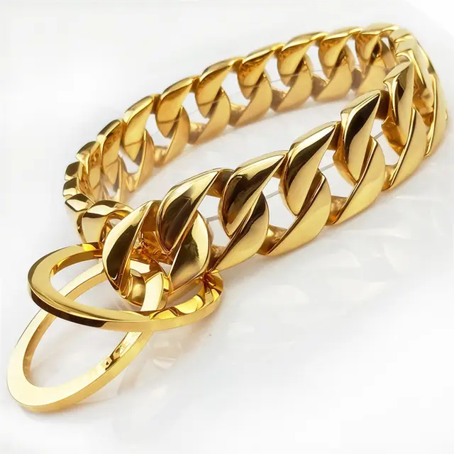 Neck P Chain Ring Mirror Polished Dog Necklace Gold - Shop at LoveMi