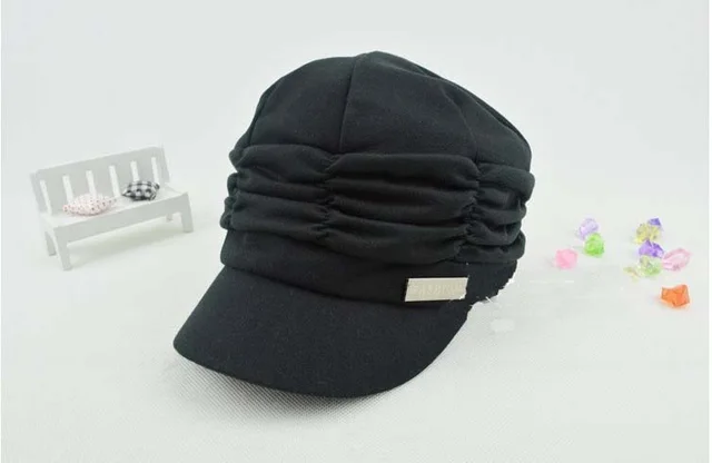 Flat Top Duck Tongue Pleated Beret Black - Shop at LoveMi