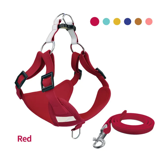 Pet Dog Harness Reflective Dog Leash Vest Type Harness Set Red - Shop at LoveMi