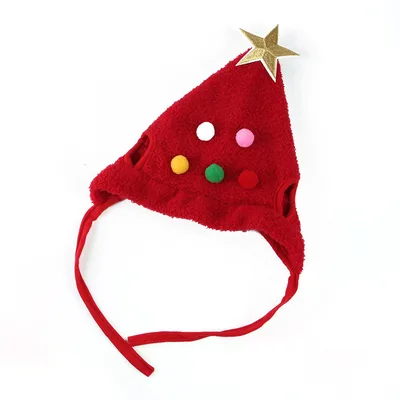 Pet Christmas Headgear Tree Shaped Hat Cat Funny Headwear Supplies Red - Shop at LoveMi