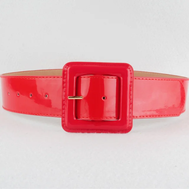 Women's Wide Patent Leather Bag Buckle Women's Decorative Girdle Dressall match Belt Red - Shop at LoveMi