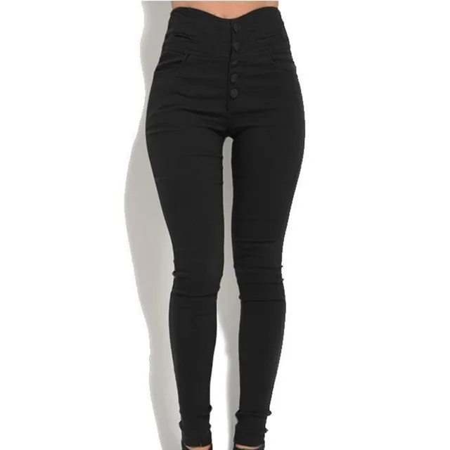 Explosive Button Sexy Bottoming Women's Trousers Stretch Pants Black - Shop at LoveMi