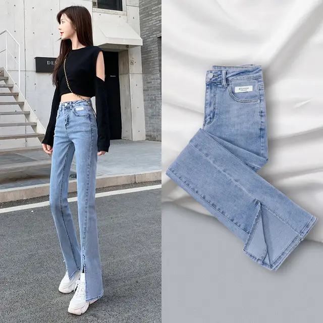 Split Micro Flared Jeans High Waist Slimming Women's Wide leg Pants 3Style - Shop at LoveMi