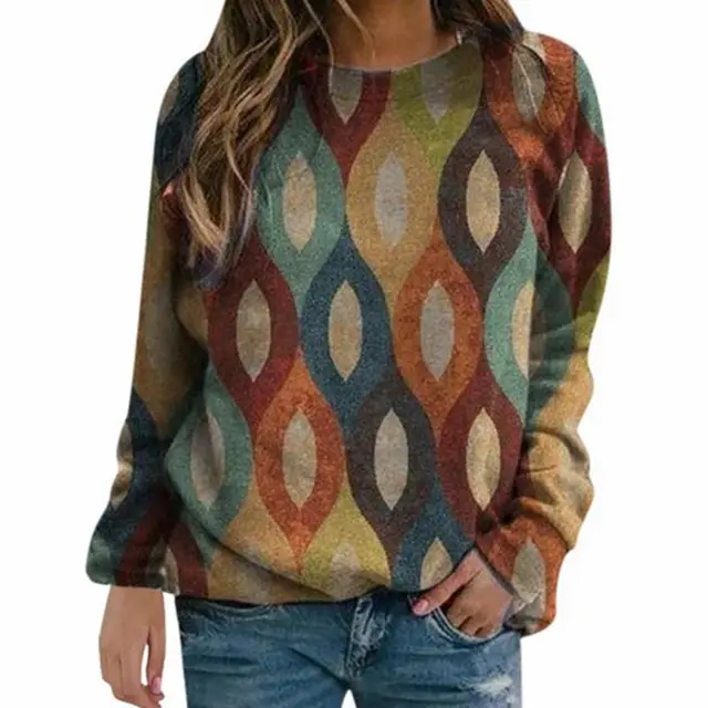 New Ladies Pattern Pattern Printing Sweater Urban Casual Sweater Women Picture1 - Shop at LoveMi