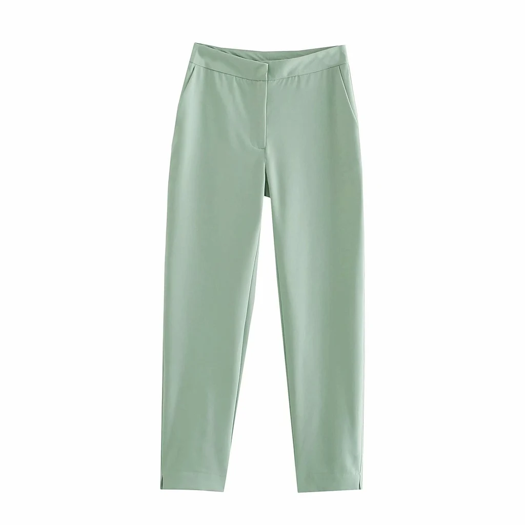Spring And Summer New Style European Standing Ankle Pants Ladies Trousers - Green