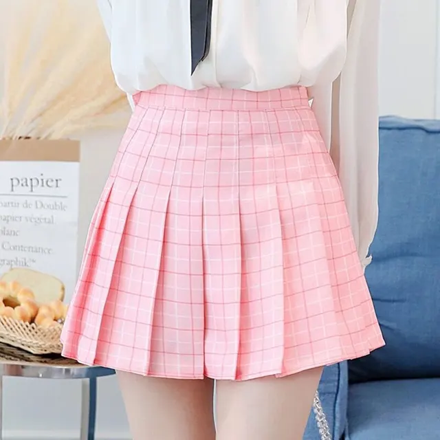Plaid Pleated Skirt Skirt Jk Uniform Skirt Women's College Style Pink Plaid - Shop at LoveMi