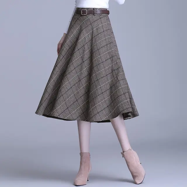 Spring And Autumn New Women's High Waist Loose Large A line Skirt Umbrella Skirt Brown - Shop at LoveMi