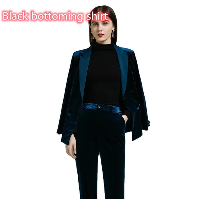 Autumn And Winter Fashion Golden Velvet Suit Black Bottoming Shirt - Shop at LoveMi