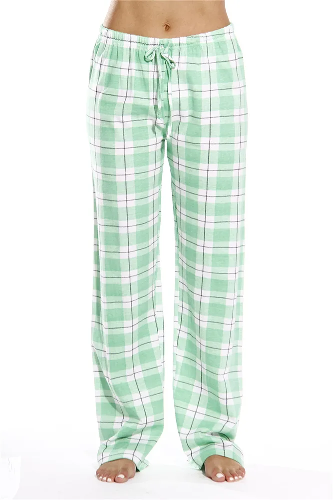 Classic Plaid Home Casual Loose Women's Pants Green - Shop at LoveMi
