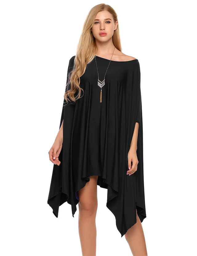 Women's Round Neck Solid Color Bat Sleeve Bottoming Shirt Black - Shop at LoveMi