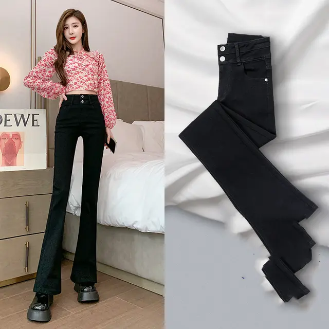 Loose Thin Mopping And Micro Flared Womens Pants Spring And Autumn Black Cropped Trousers - Shop at LoveMi