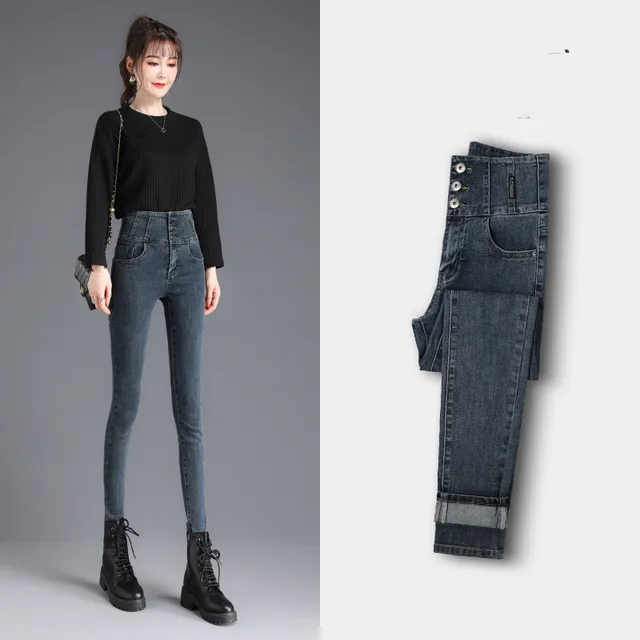 Thin And Tall All match Stretch Tights Grey Blue - Shop at LoveMi